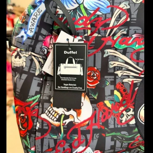 Ed Hardy Extra Large Nylon Duffle Bag/Travel Bag Love Kills Slowly - Picture 3 of 7